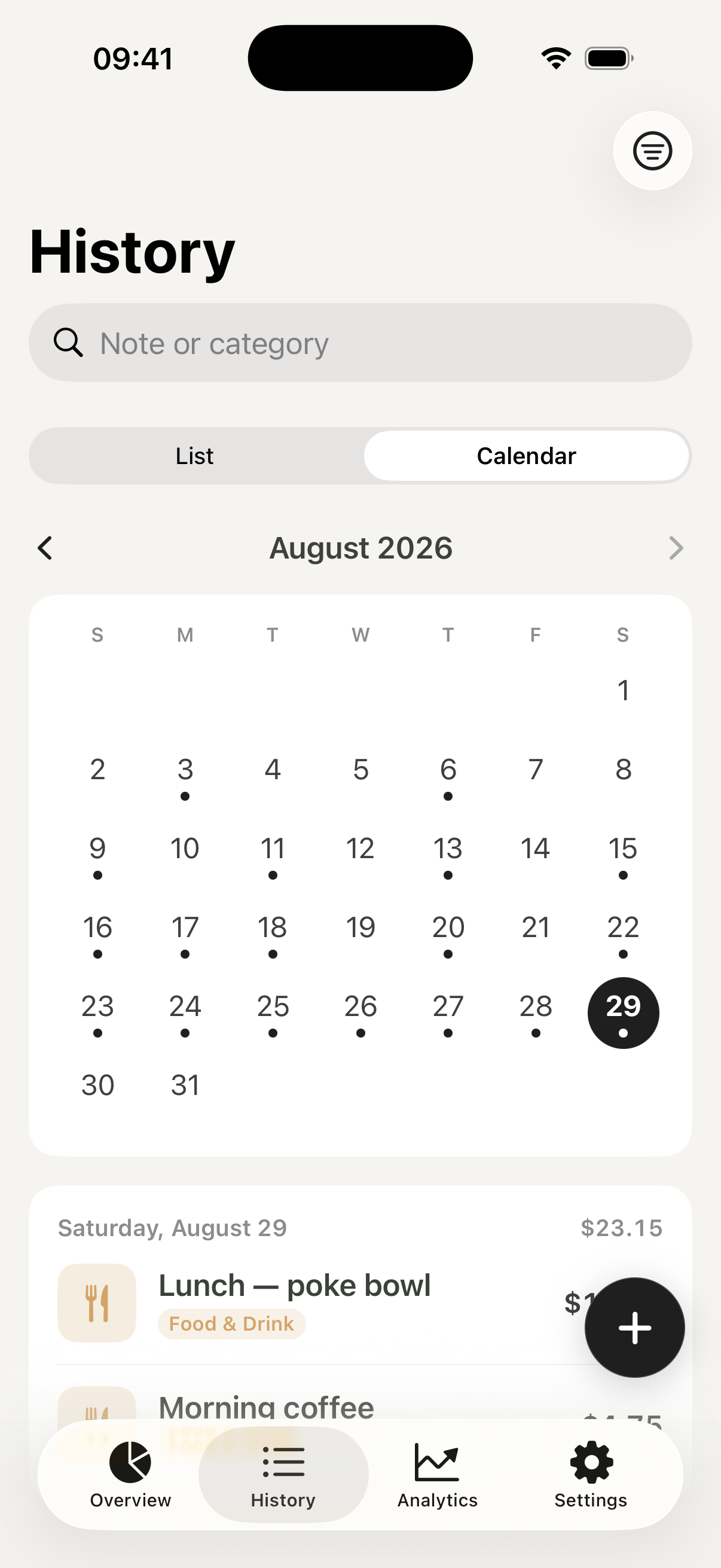 Walti calendar view